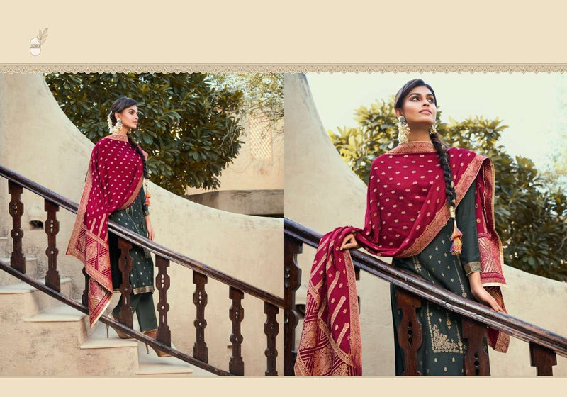 Meera Trendz Charmy Saffron Pashmina Jacquard Dress Materiyal