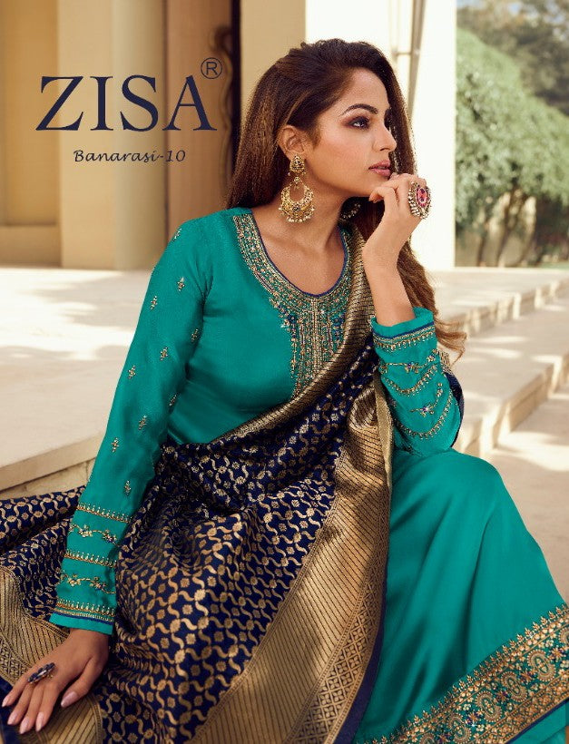 Meera Trendz Zisa Banarasi Vol 10 Satin Georgette Salwar Suit