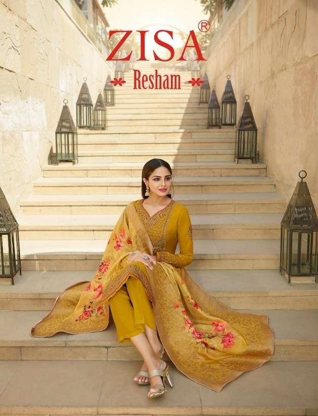 Meera Trendz Zisa Resham Tusser Satin With Embroidery Work Partywear Salwar Kameez