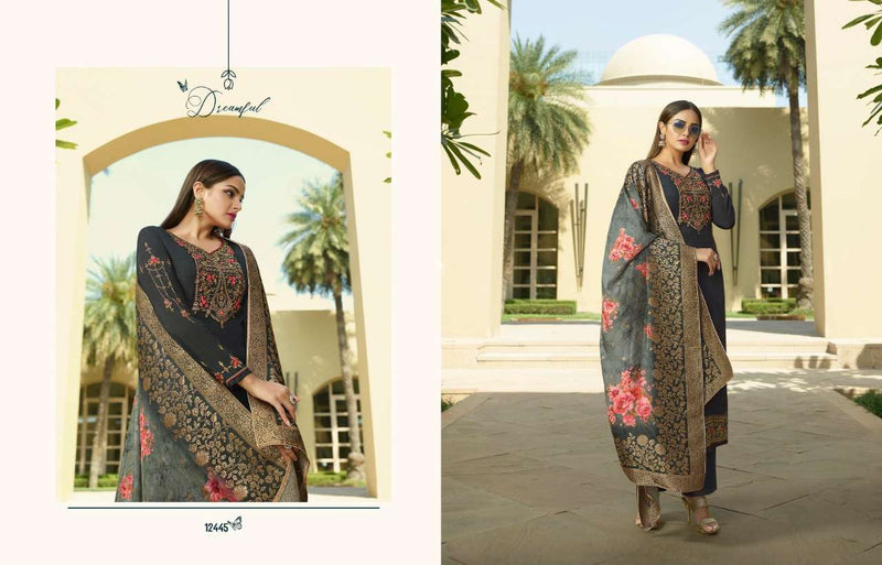Meera Trendz Zisa Resham Tusser Satin With Embroidery Work Partywear Salwar Kameez