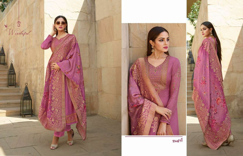 Meera Trendz Zisa Resham Tusser Satin With Embroidery Work Partywear Salwar Kameez
