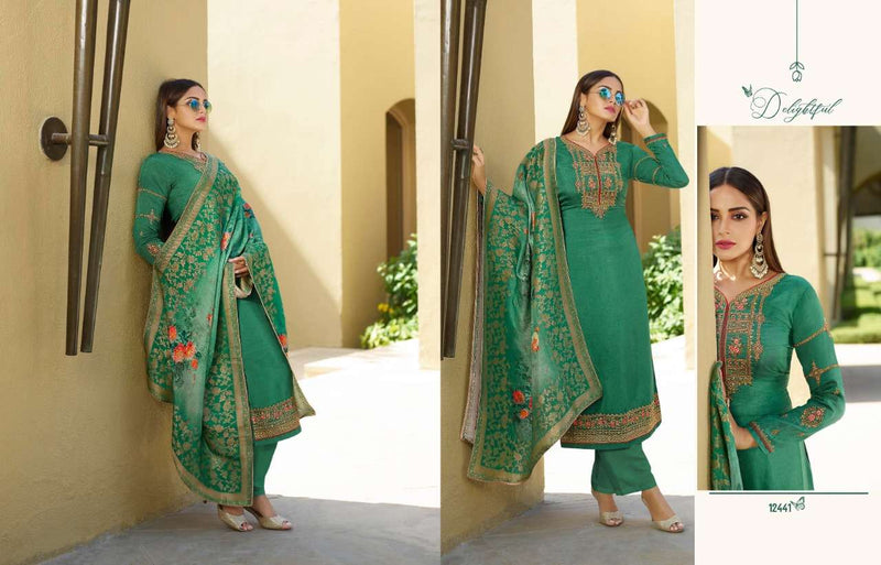 Meera Trendz Zisa Resham Tusser Satin With Embroidery Work Partywear Salwar Kameez