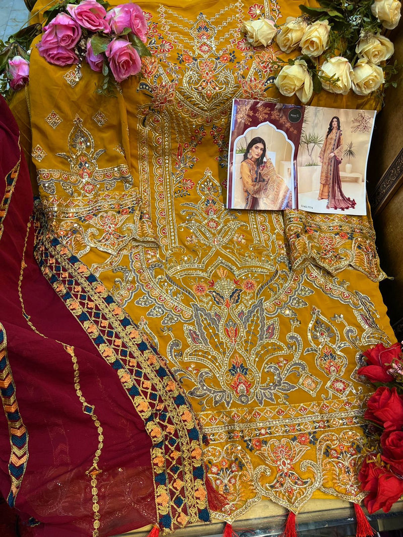 Mehboob Tex 7774 Faux Georgette Designer Embroidery Work Pakistani Suit