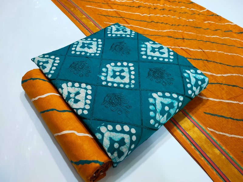 Mf Creation Batik Special Satin Bandhni Printed Exclusive Regular Wear Patiyala Dress Material Salwar Suits