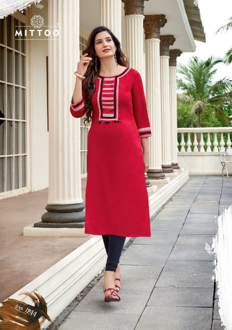 Mitto Fashion Palak Vol 28 Heavy Rayon Designer Kurti