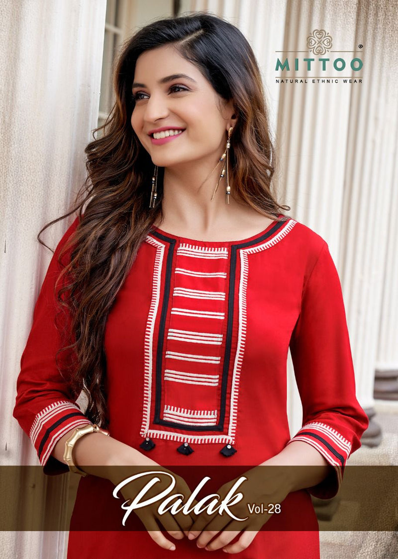 Mitto Fashion Palak Vol 28 Heavy Rayon Designer Kurti