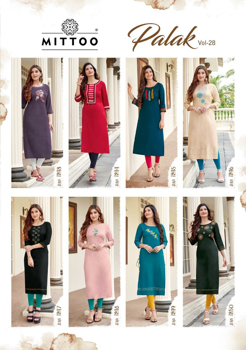 Mitto Fashion Palak Vol 28 Heavy Rayon Designer Kurti