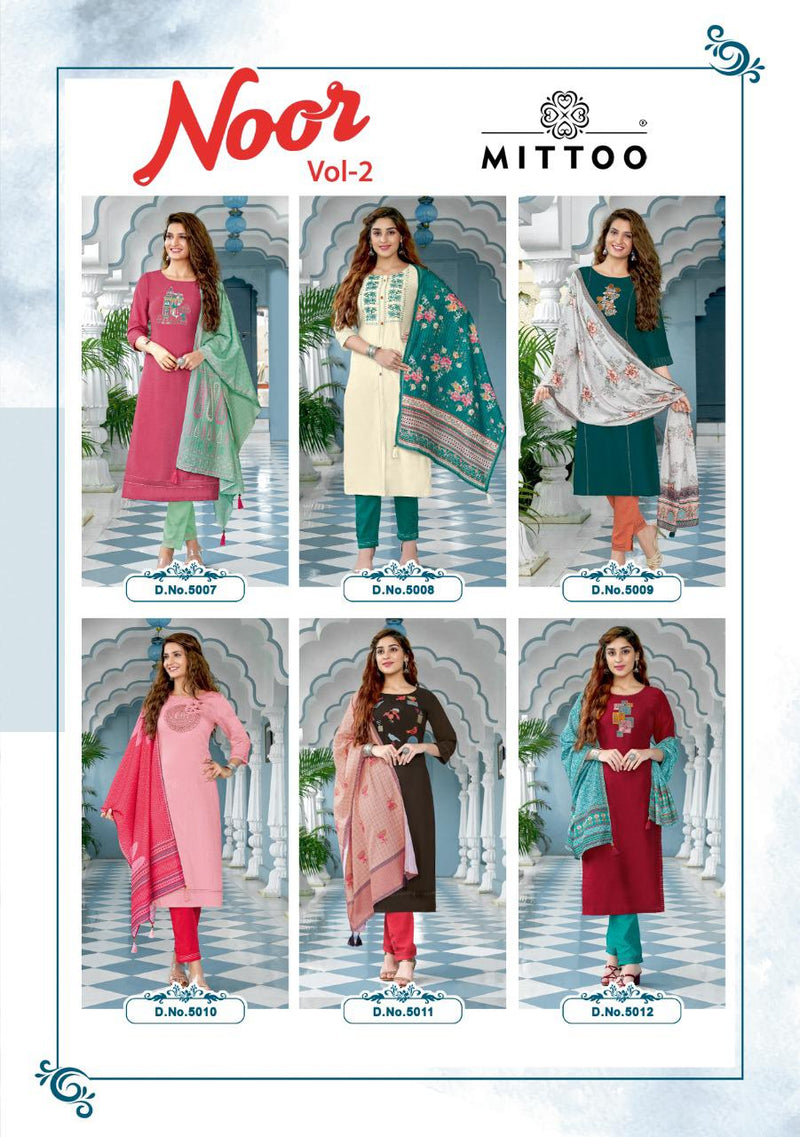 Mitto Noor Vol 2 Nylone Viscose Silk Embroidery Work Kurti