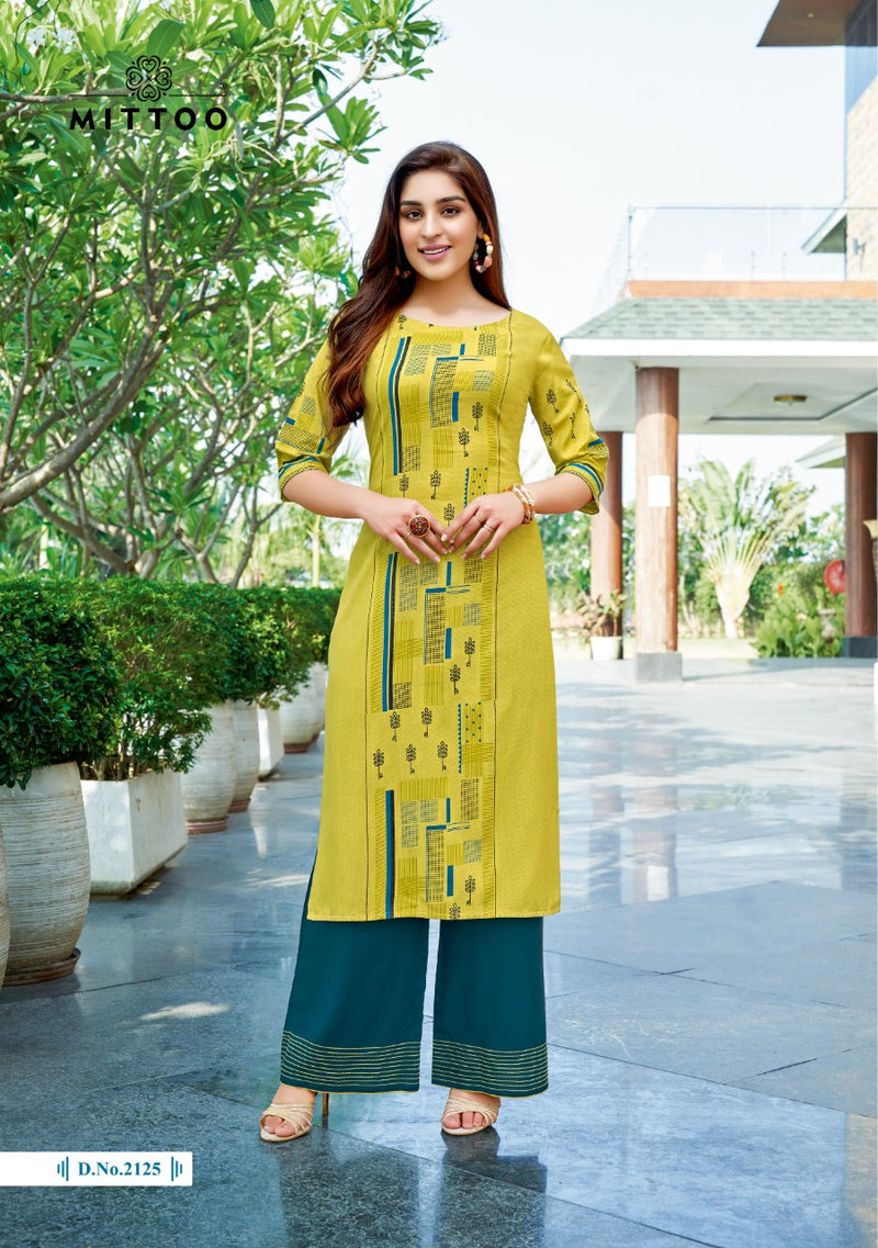 Mittoo Fashion Launch By Panghat Vol 19 Rayon Print With Exclusive Work Readymade Long Casual Wear Kurtis