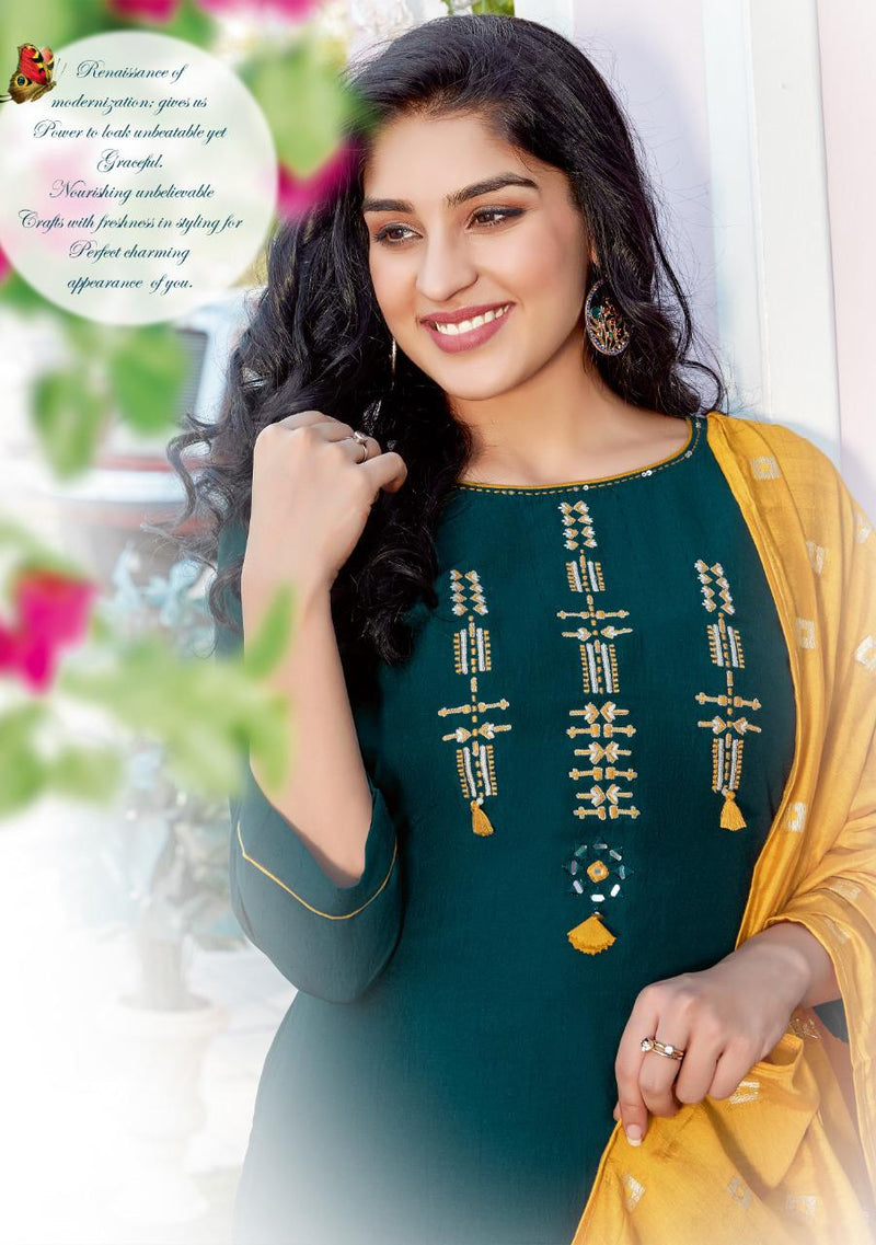 Mittoo Mahendi Vol 3 Chinon With Handwork And Embroidery Work Exclusive Casual Wear Readymade Kurtis