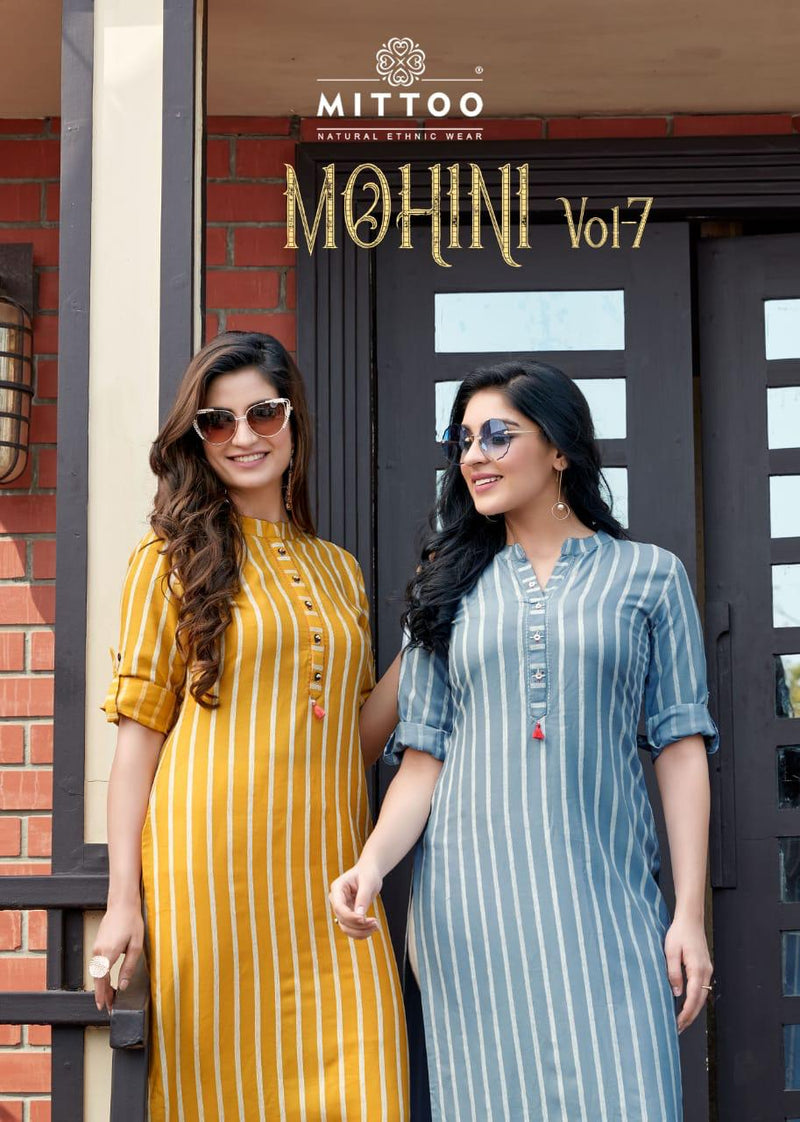 Mittoo Mohini Vol 7 Rayon Weaving Stripes Casual Wear Kurti Collection