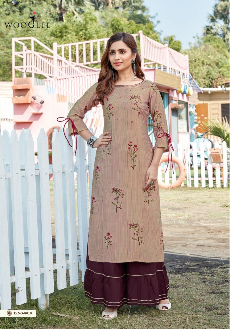 Mittoo Presents Rose Vol 3 Rayon Designer Fancy Printed Casual Wear Readymade Kurtis With Sharara