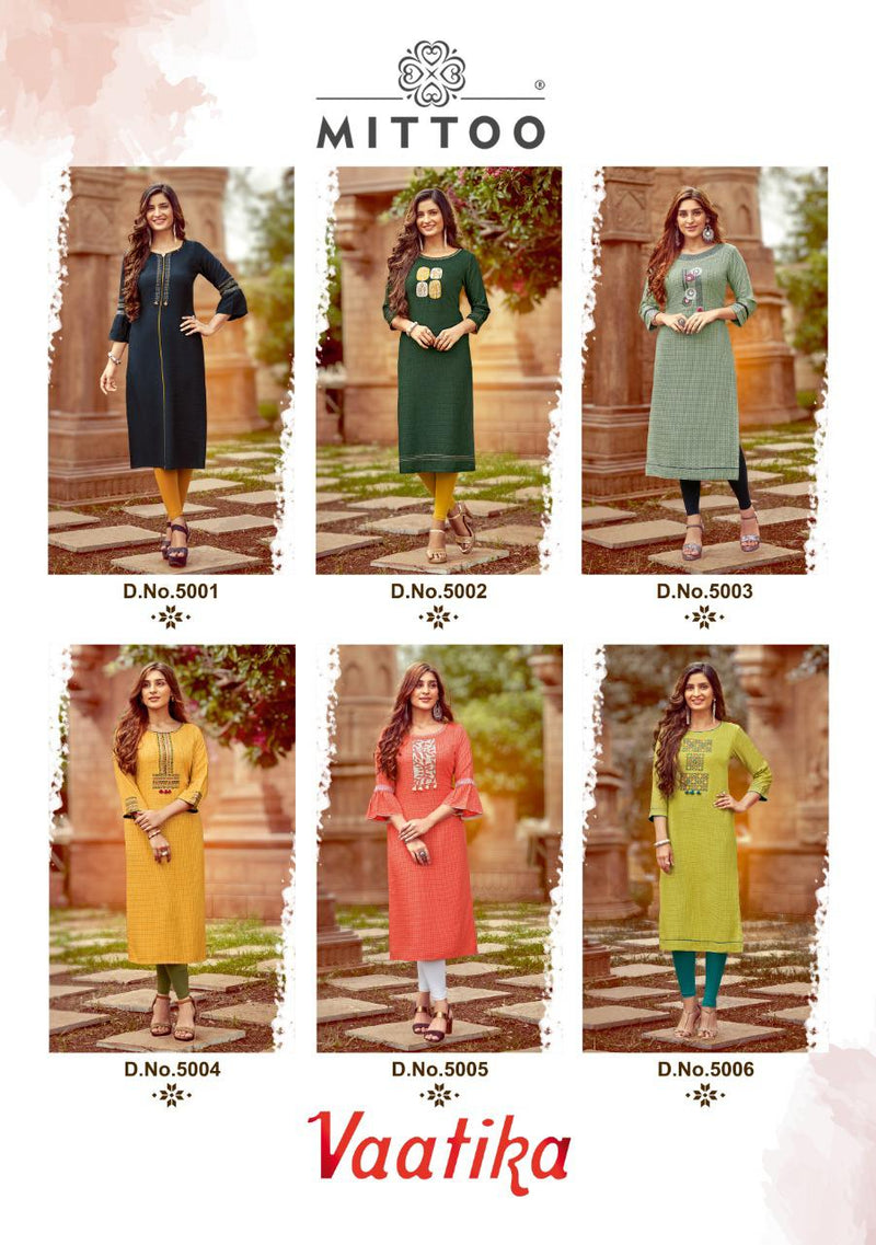 Mittoo Vatika Rayon Weaving Checks Casual Wear Kurti Collection