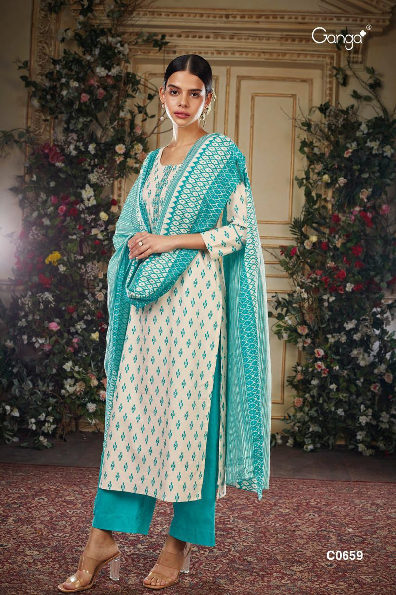 Molly C0659 By Ganga Suits Cotton Fancy Printed Designer Regular Wear Salwar Kameez With Dupatta