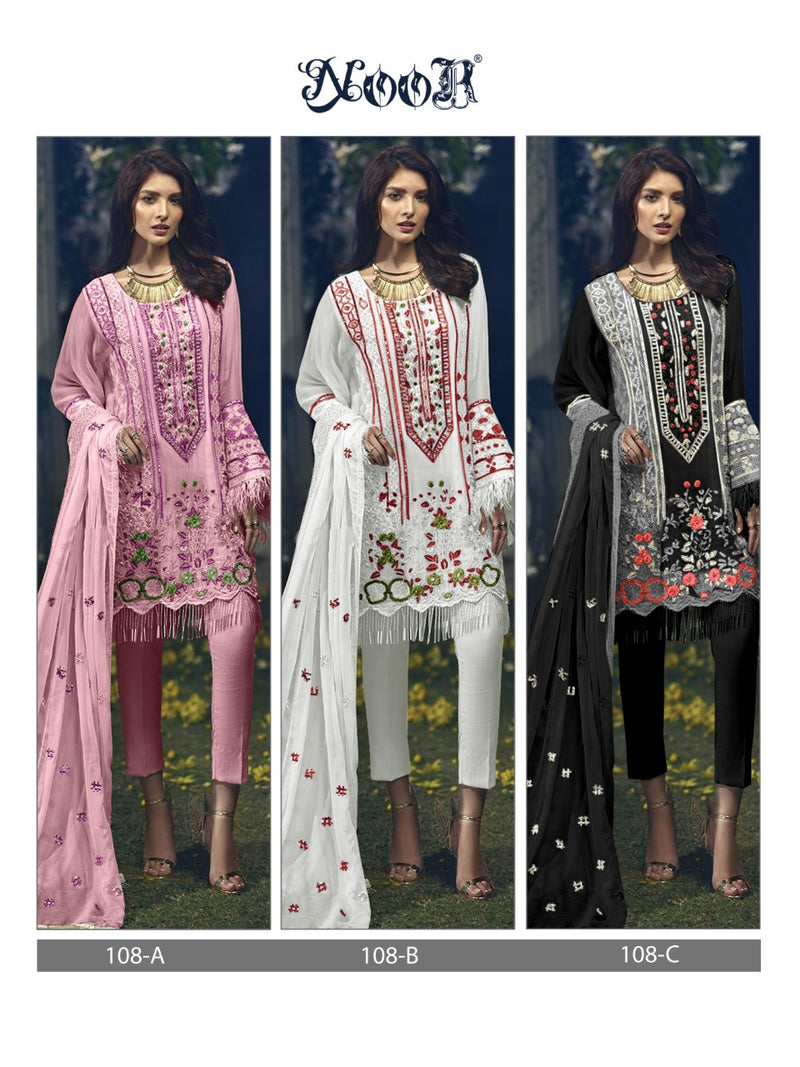 Moof Fashion Noor Faux Georgette Self Embroidery Work Pakistani Salwar Kameez