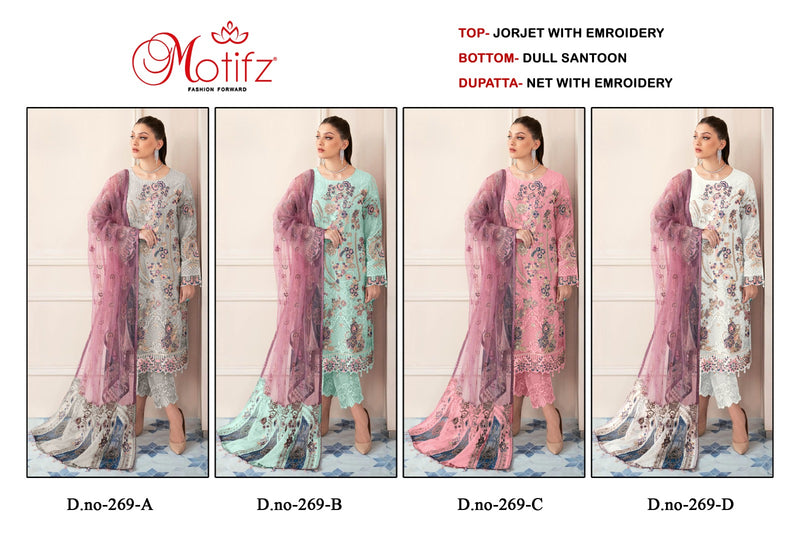 Motifz Dno 269 Georgette With Embrodered Work Pakistani Suit