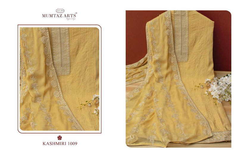 Mumtaz Arts Kashmiri Viscose Muslin Dyed With Pleates Work Salwar Suit