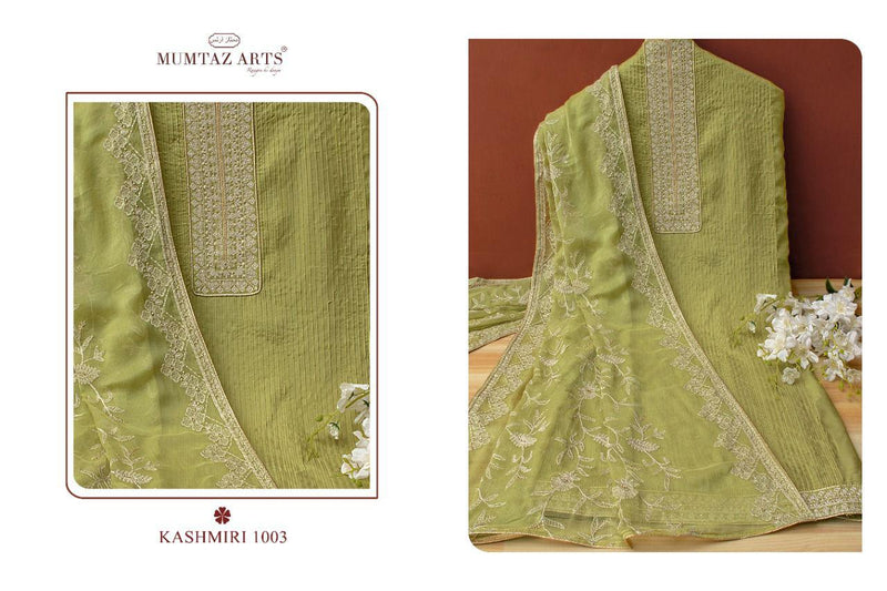 Mumtaz Arts Kashmiri Viscose Muslin Dyed With Pleates Work Salwar Suit