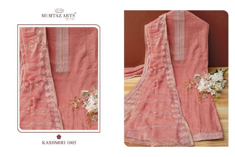 Mumtaz Arts Kashmiri Viscose Muslin Dyed With Pleates Work Salwar Suit