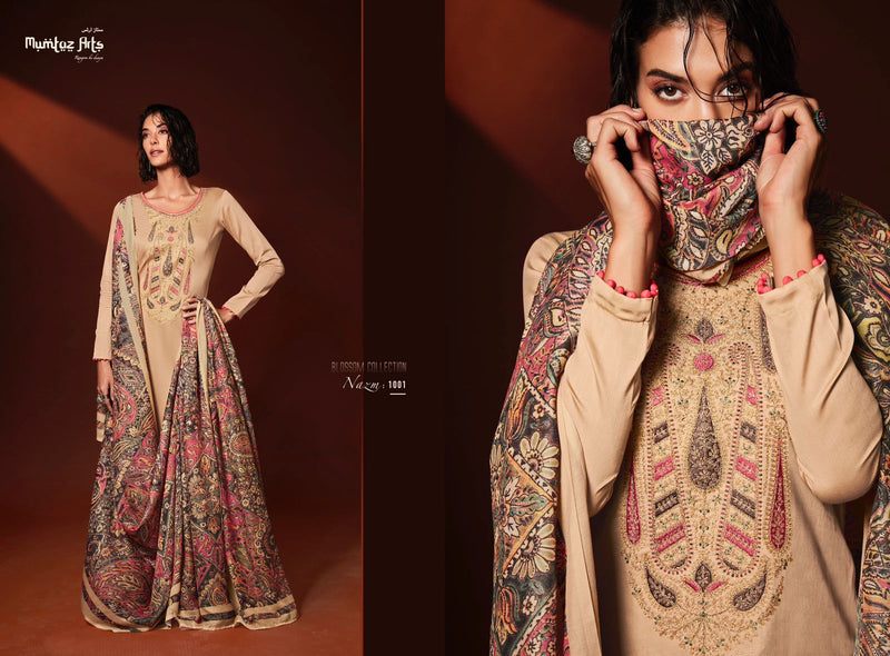 Mumtaz Arts Nazm Pure Viscose Jam Satin Embroidered Casual Wear Salwar Suit