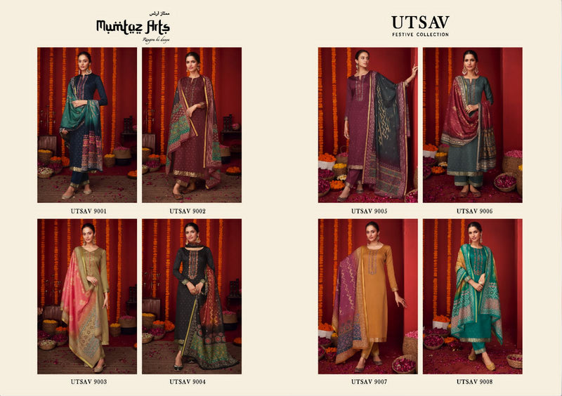 Mumtaz Arts Utsav Pure Viscose Jam Satin Embroidered Work Salwar Suit