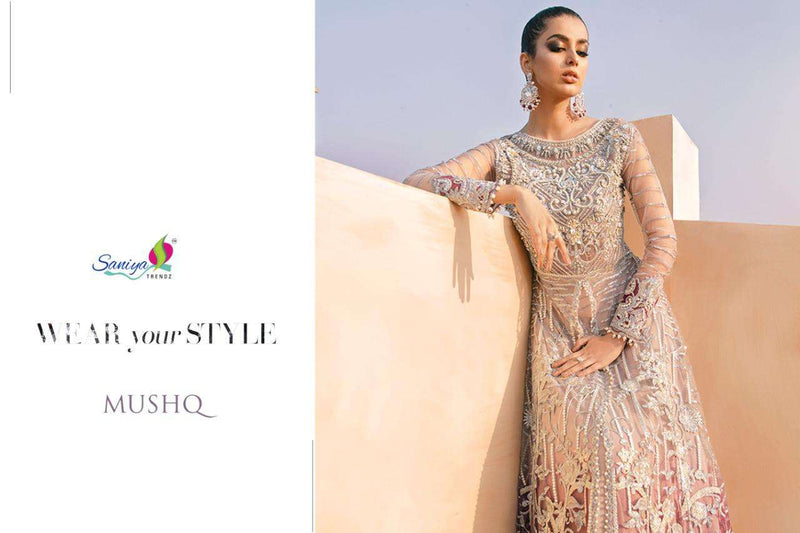 Mushq By Saniya Trendz Butterfly Net With Heavy Embroidery Work And Daimond Work Pakistani Salwar Suit