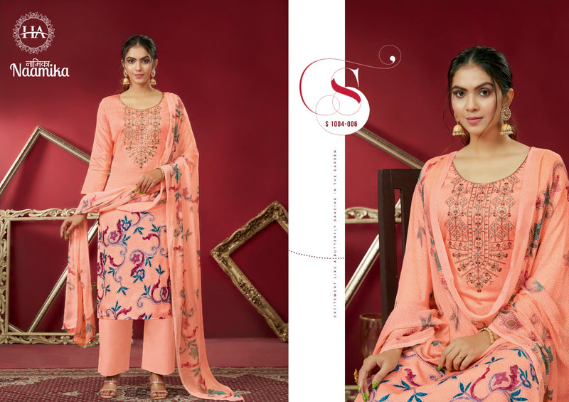 Harshit Fashion Hub Naamika Pure Jam Cotton Digital Print Fancy Embroidery Swarovski Diamond Work Fancy Designer Wear Salwar Suit