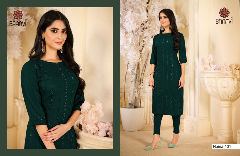 Baanvi Naina Vol 1 Rayon Fancy Stylish Office Wear Kurtis