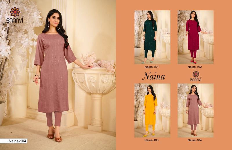 Baanvi Naina Vol 1 Rayon Fancy Stylish Office Wear Kurtis