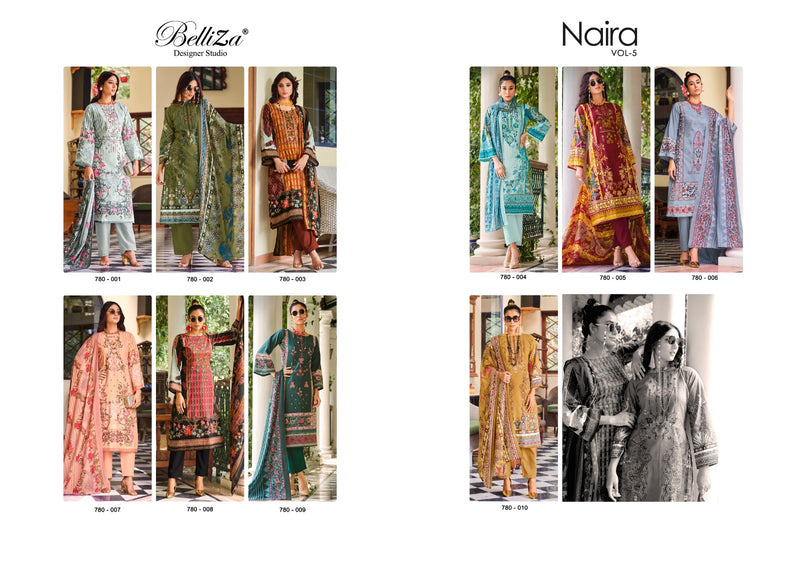 Belliza Designer Studio Naira Vol 5 Cotton Digital Prints Exclusive Self Embroidery Work Printed Fancy Salwar Suit