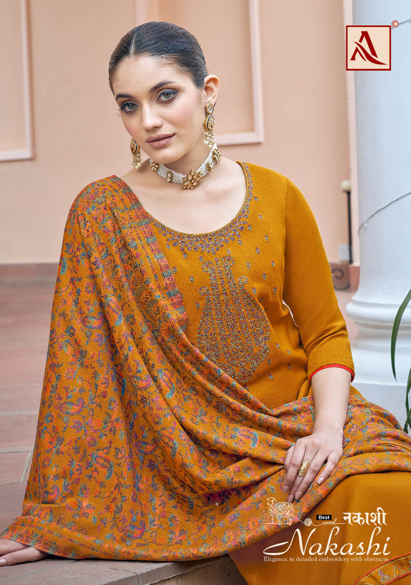 Alok Suit Nakashi Pashmina Pure Heavy Embroidery Work Stylish Designer Casual Salwar Kameez