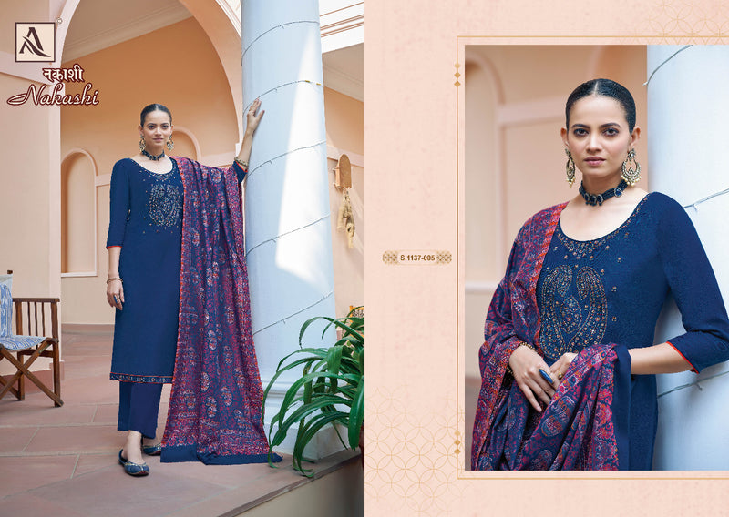 Alok Suit Nakashi Pashmina Pure Heavy Embroidery Work Stylish Designer Casual Salwar Kameez