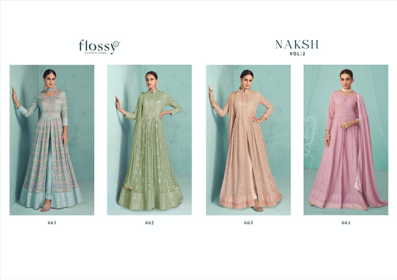 Gramo Naksh Vol 2 Georgette With Heavy Embroidery Work Stylish Designer Wedding Wear Long Kurti