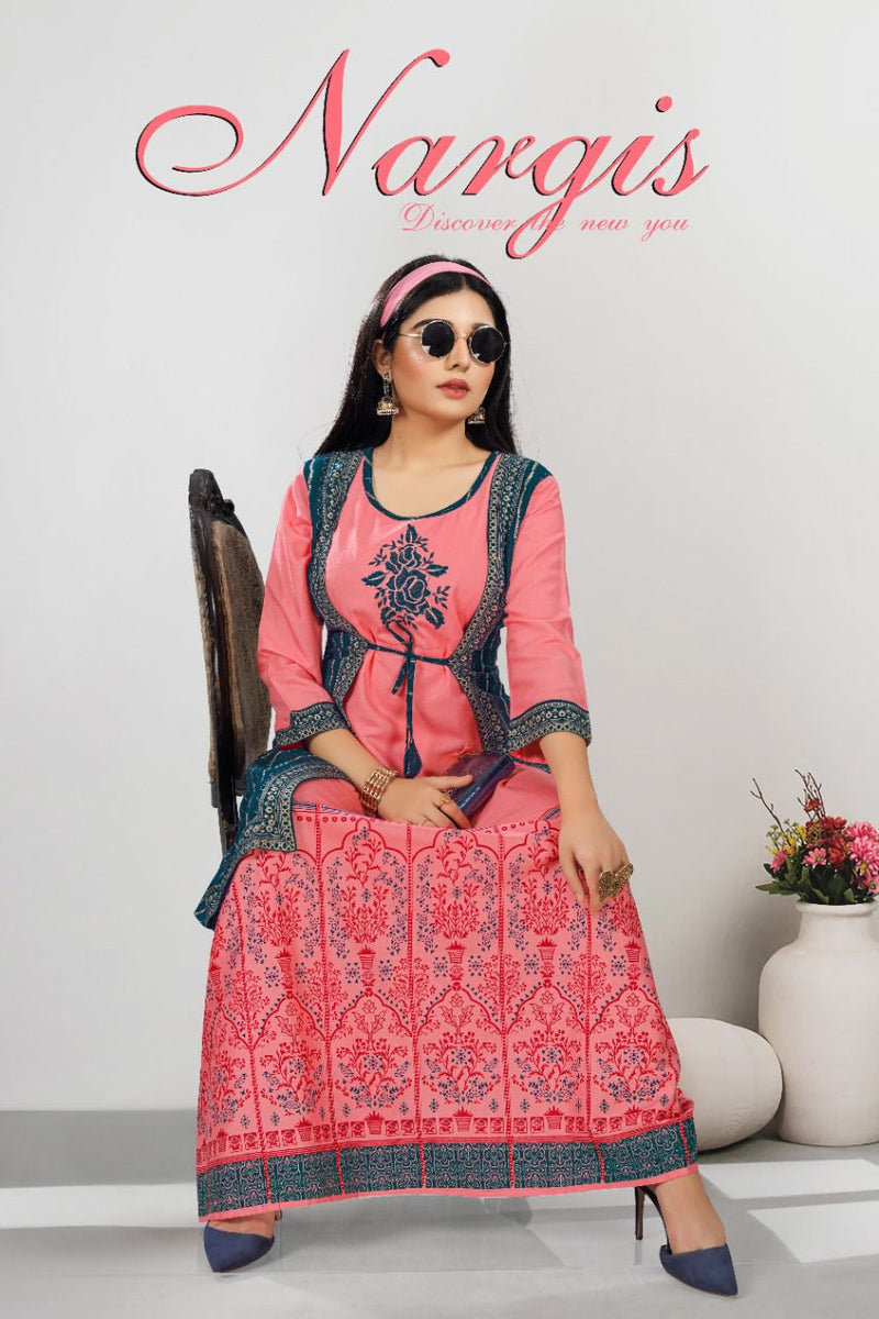 Beauty Queen Nargis Vol 1 Rayon Fancy Skirt Jacket Style Kurtis