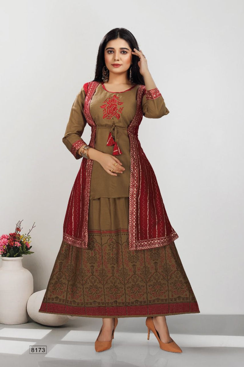 Beauty Queen Nargis Vol 1 Rayon Fancy Skirt Jacket Style Kurtis