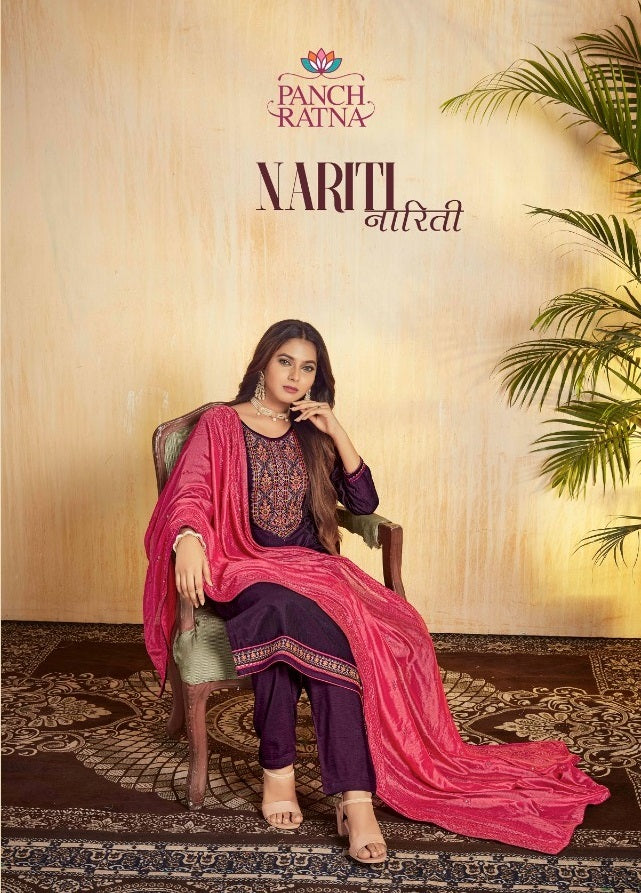 Panch Ratna Dno 11981 To 11985 Silk With Embroidery Party Wear Stylish Designer Salwar Suit