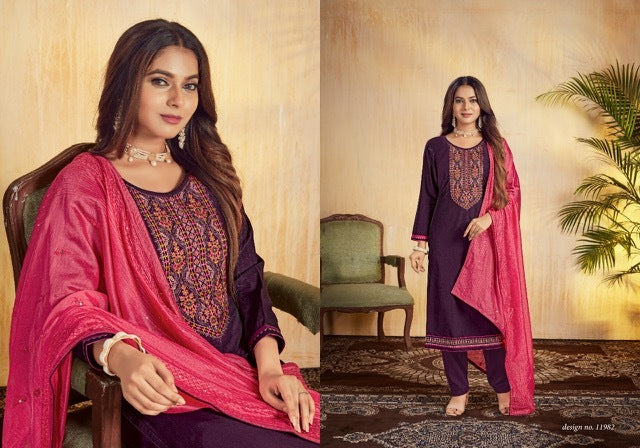 Panch Ratna Dno 11981 To 11985 Silk With Embroidery Party Wear Stylish Designer Salwar Suit