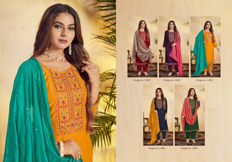 Panch Ratna Dno 11981 To 11985 Silk With Embroidery Party Wear Stylish Designer Salwar Suit