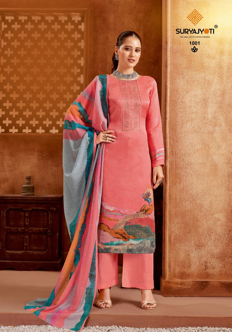 Surya Jyoti Nasreen Vol 1 Jam Satin With Printed Work Stylish Designer Party Wear Salwar Suit