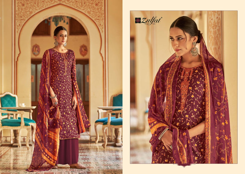 Zulfat Designer Suits Natasha Jam Cotton Digital Prints Festive Wear Embroidered Salwar Kameez