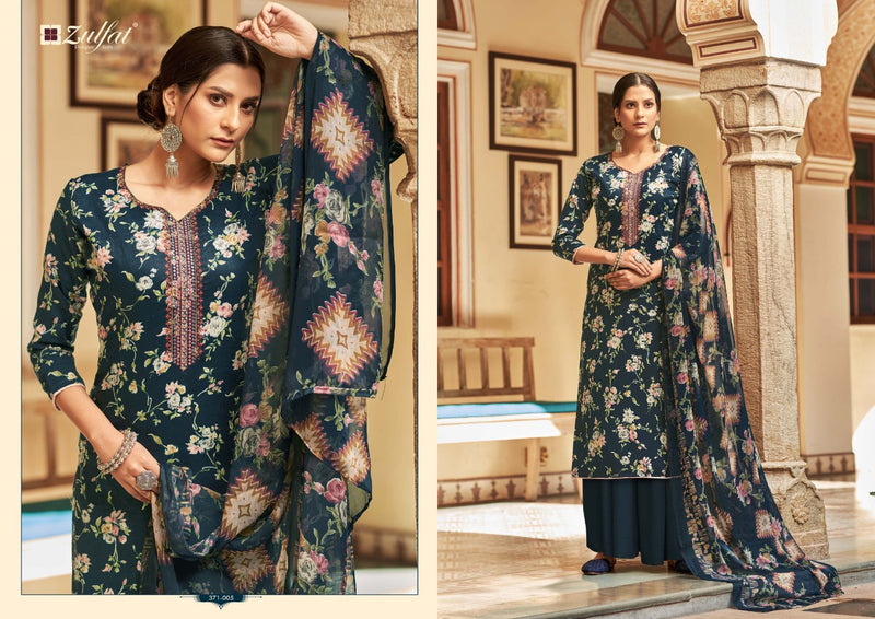 Zulfat Designer Suits Natasha Jam Cotton Digital Prints Festive Wear Embroidered Salwar Kameez