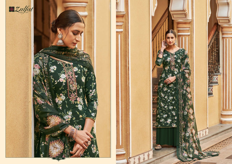 Zulfat Designer Suits Natasha Jam Cotton Digital Prints Festive Wear Embroidered Salwar Kameez