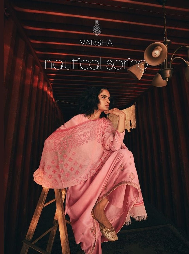 Varsha Nautical Spring Mulberry Party Wear Salwar Suits With Fancy Embroidery