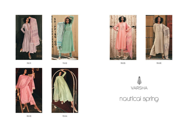 Varsha Nautical Spring Mulberry Party Wear Salwar Suits With Fancy Embroidery