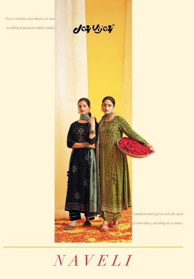 Jay Vijay Naveli Moga Silk Printed With Hand Work Stylish Designer Festive Wear salwar Kameez