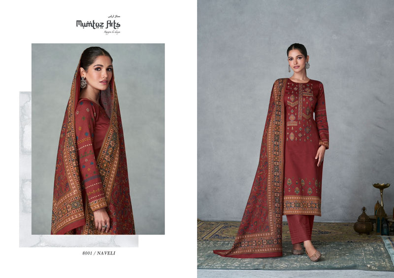 Mumtaz Arts Naveli Pure Viscose Jam Satin Heavy Embroidery Partywear Designer Salwar Kameez