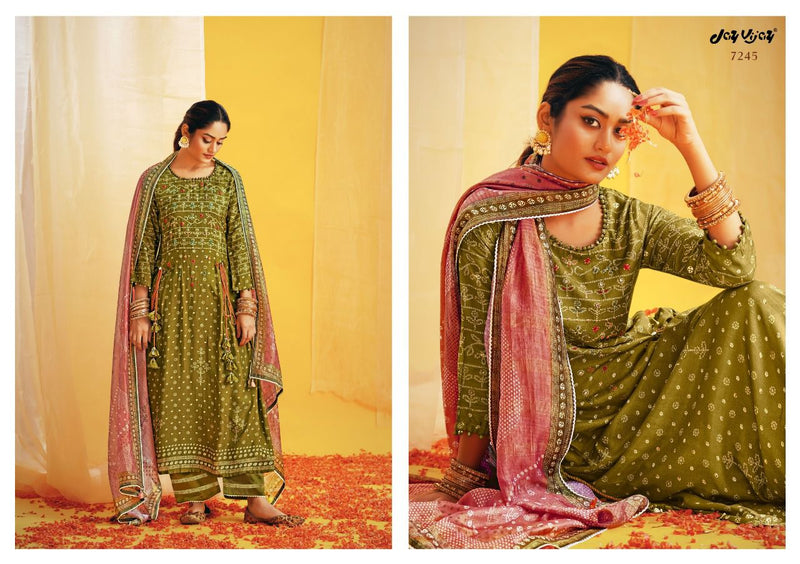 Jay Vijay Naveli Moga Silk Printed With Hand Work Stylish Designer Festive Wear salwar Kameez