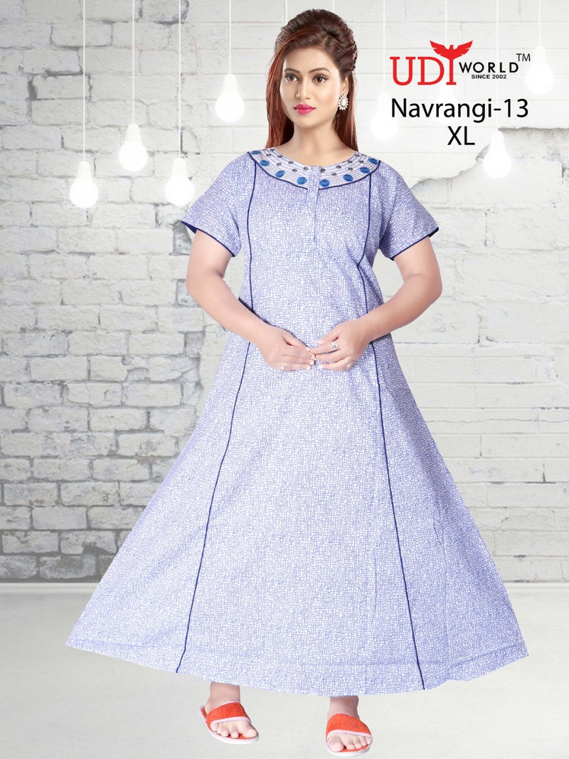 Udi World Navrangi Fabric Long Gown Style Kurti In Cotton