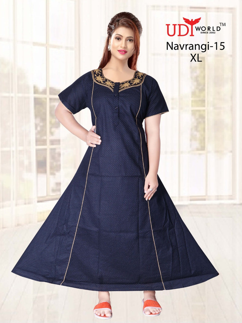 Udi World Navrangi Fabric Long Gown Style Kurti In Cotton