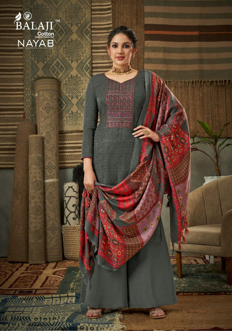 Balaji Nayab Pashmina Printed With Kashmiri Embroidery Work Stylish Designer Casual Wear Salwar Kameez